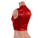 Red Sparkly Jewel V Neck Sleeveless Crop Top-6