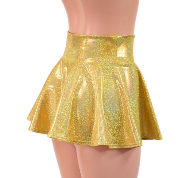 Gold Sparkly Jewel Circle Cut Mini Skirt
