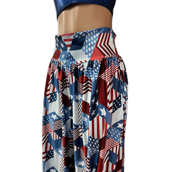 Trouser Style Stilt Pants in Americana Print