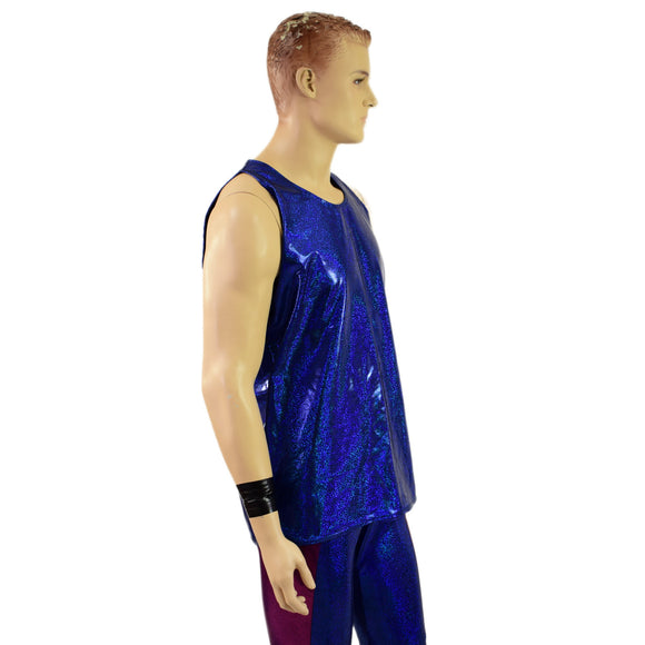 Mens Blue Sparkly Jewel Muscle Tank