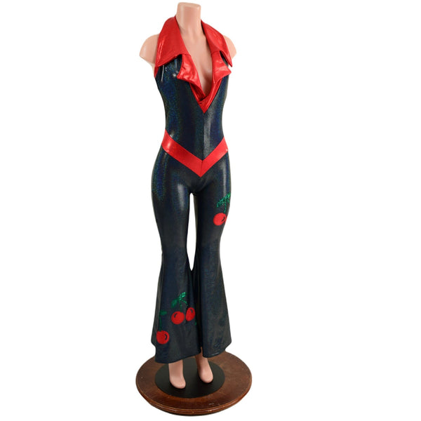 Cherry Solar Flare V Front Catsuit with Showtime Collar - 2