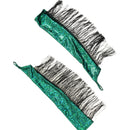 Green Kaleidoscope Arm Warmers with Fingerloops and 6" Black Chainette Fringe-3