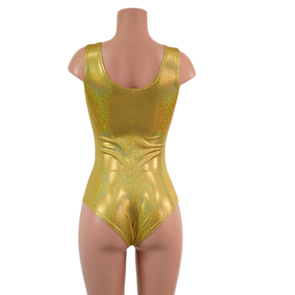 Gold Kaleidoscope Tank Style Romper with Siren Cut Leg