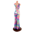 High Waist Solar Flares with Triple Cutouts and O-rings and Matching O-ring crop Tank Set - 4