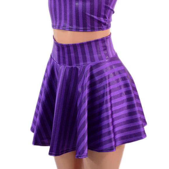 Nevermore Stripe Print Circle Cut Mini Skirt