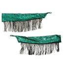 Green Kaleidoscope Arm Warmers with Fingerloops and 6" Black Chainette Fringe-2