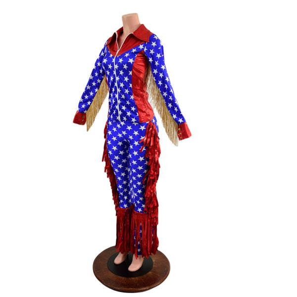 Patriotic Rodeo Shirt and Fringed Bootcut Macho Pants SET - 4