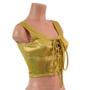 Gold Sparkly Jewel Laceup Crop Tank-6