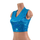 Turquoise Kaleidoscop V Neck Sleeveless Crop Top-2