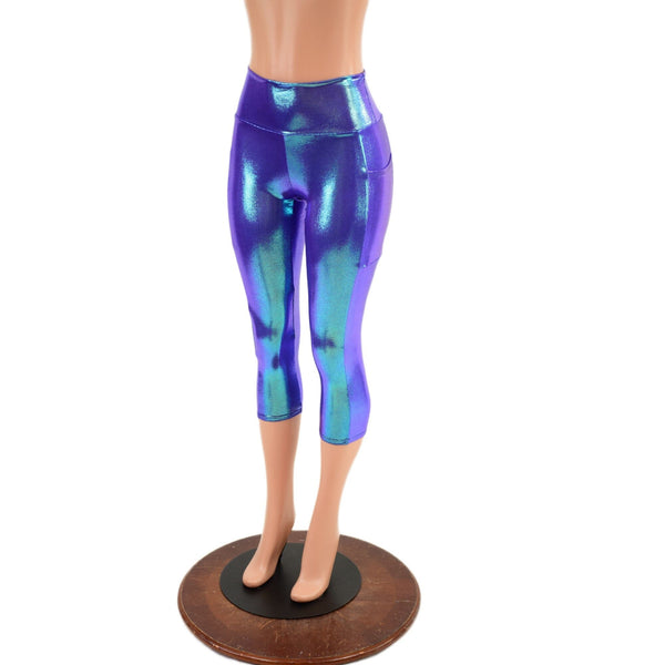 High Waist Side Pocket Capri Leggings in Moonstone - 2