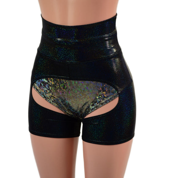 High Waist Short Chaps in Black Holographic (Shorts Sold Separately)