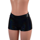 Midrise Shorts in Black Holographic-2