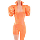 Asymmetrical One Legged Catsuit with Diana Collar, and Cuffed Victoria Sleeves-2