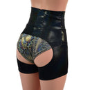High Waist Short Chaps in Black Holographic (Shorts Sold Separately)-2