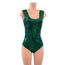 Green Kaleidoscope Tank Style Romper with Siren Cut Leg-5