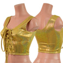 Gold Sparkly Jewel Laceup Crop Tank-1
