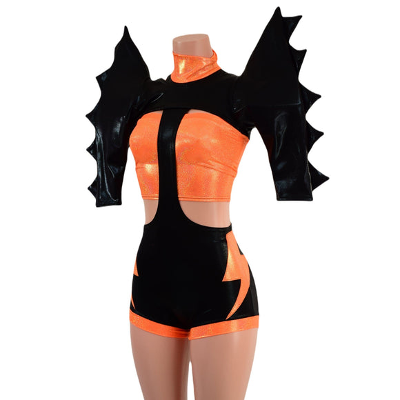 3PC UFO Suit with Bolt Applique and Mega Shoulder Bolero Set - Coquetry Clothing
