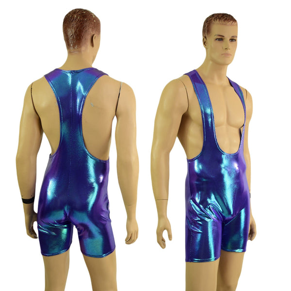 Mens Muscle Cut Y Back Singlet in Moonstone - 1