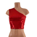 Red Sparkly Jewel One Shoulder Crop Top - 2