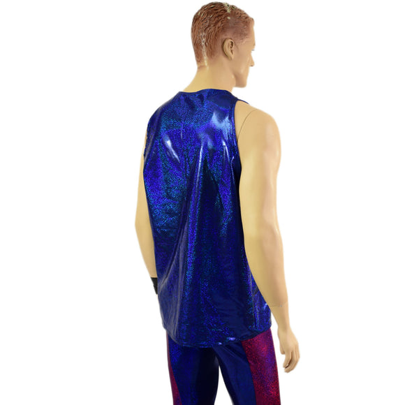 Mens Blue Sparkly Jewel Muscle Tank
