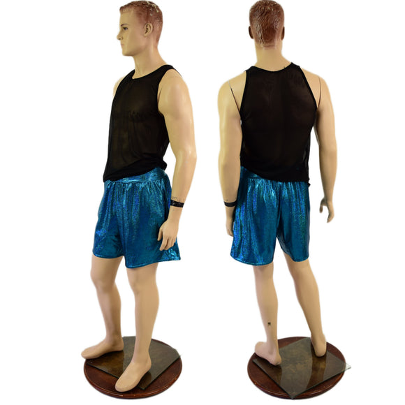 Mens Basketball Shorts with Pockets in Ocean Sparkle