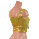 Gold Sparkly Jewel Laceup Crop Tank-4