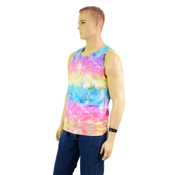 Mens Rainbow Shattered Glass Muscle Tank