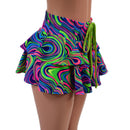 12" Open Front Lace Up Skirt with Tiered Double Ruffle-3