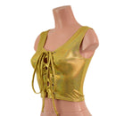 Gold Sparkly Jewel Laceup Crop Tank-3