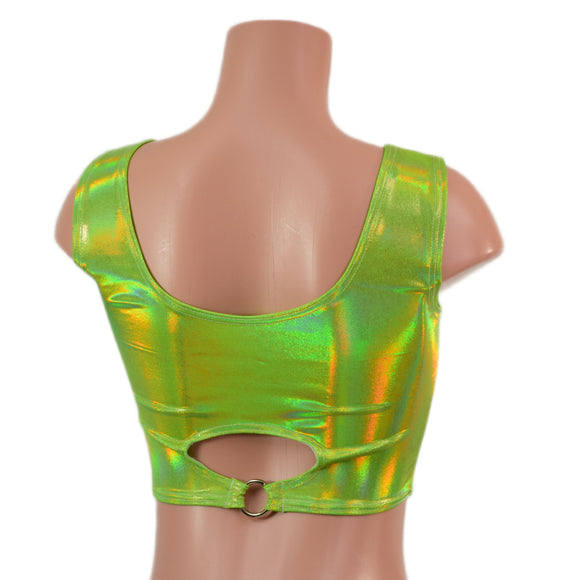 Neon Lime Holo High Or Low Reversible Cutout Oring Mini Crop