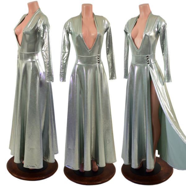 2PC Plunging V Neck Romper & Breakaway Maxi Skirt Set - 2