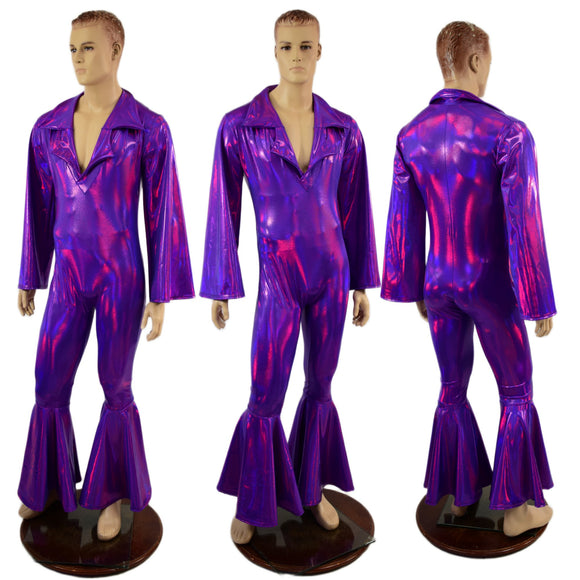Mens Waterloo Catsuit in Grape Holographic