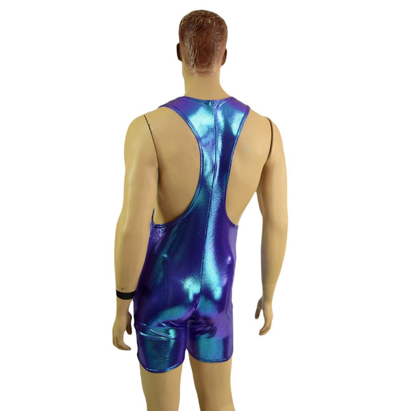 Mens Muscle Cut Y Back Singlet in Moonstone - 4