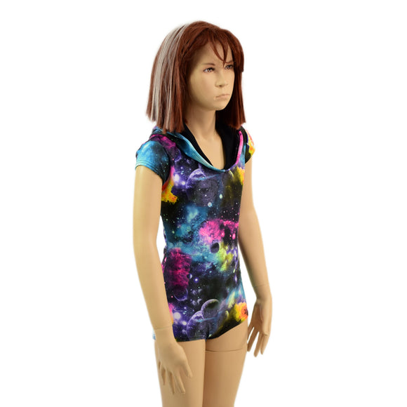 Kids UV Glow Galaxy Hoodie Romper
