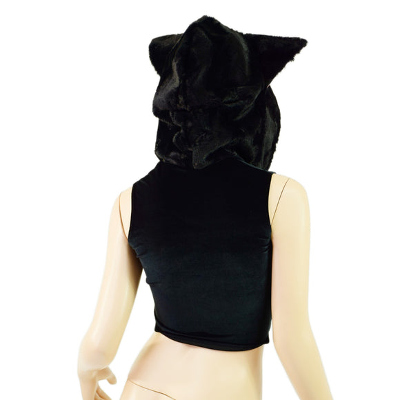 Velvet and Minky Laceup Forest Fox Crop Hoodie