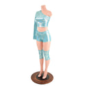 4PC Seafoam Wrestling Shorts, Crop Top and Knee Pad Covers Set - 4