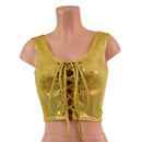 Gold Sparkly Jewel Laceup Crop Tank-2