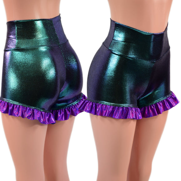 High Waist Shorts with Ruffled Leg