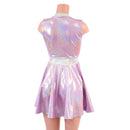 Lilac Holographic Sleeveless Skater Dress with Flashbulb Waistband and Collar-3