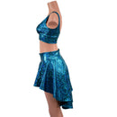 2PC Starlette Bralette and Hi Lo Skirt Set in Turquoise on Black Shattered Glass-2