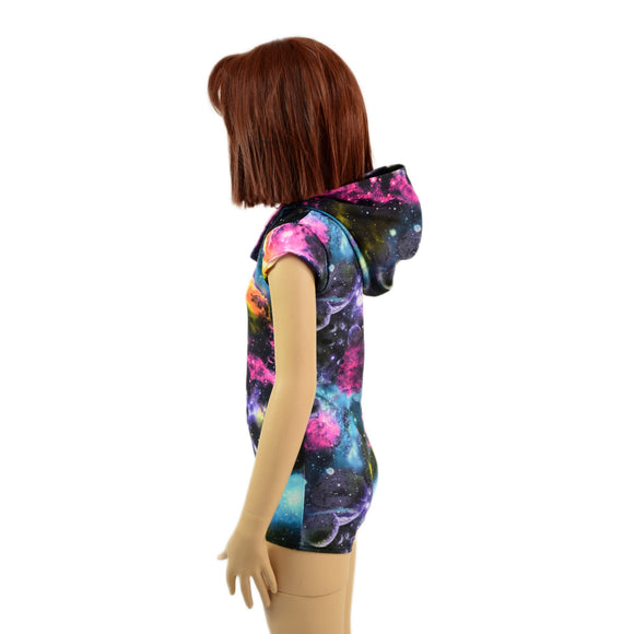 Kids UV Glow Galaxy Hoodie Romper