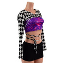O-ring Front Bolero with Removable Body Wrap Tie in Diamond Print-4