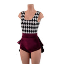 Burgundy Velvet and Diamond Print MINI Tux Back Romper-5