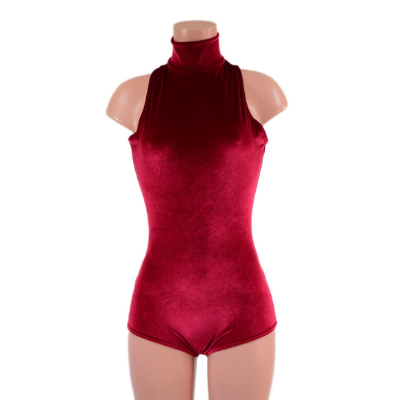 Backless Red Velvet Romper