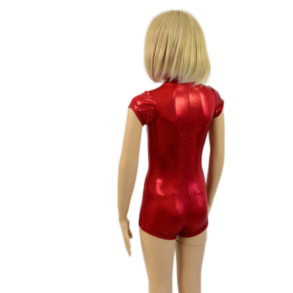 Kids Red Sparkly Romper and Polka Dot Skirt Set - 4