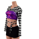 O-ring Front Bolero with Removable Body Wrap Tie in Diamond Print-3