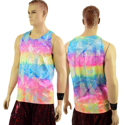 Mens Rainbow Shattered Glass Muscle Tank