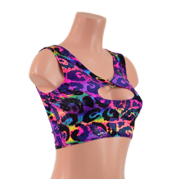 Rainbow Leopard High Or Low Reversible Cutout Oring Mini Crop