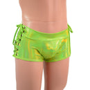 Mens Lowrise Laceup Aruba Shorts in Neon Lime Holographic-1