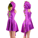 Purple Scale Dragon Tail Skater Dress with Laceup Neckline - 7
